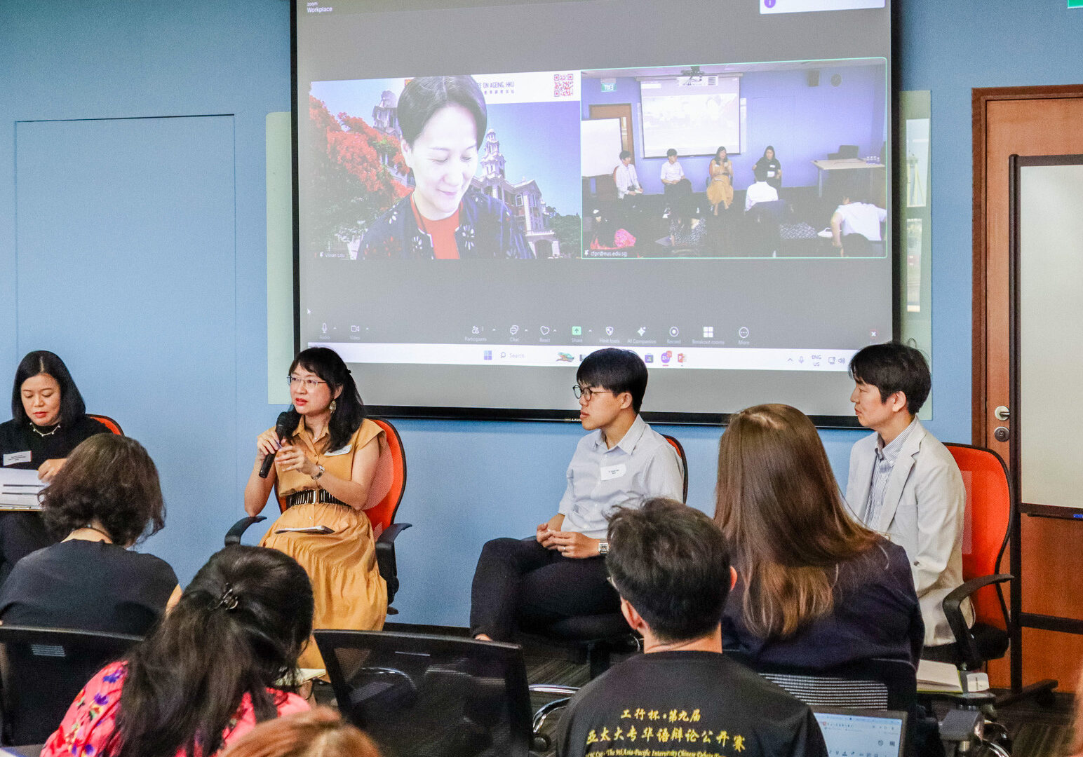 Experts from various fields, including business, computing, gerontology, medical sciences and philosophy, explored how emerging technologies, especially AI, can complement and enhance existing care models for ageing populations. Pictured here are (from left to right) Assoc Prof Bussarawan “Puk” Teerawichitchainan, CFPR Co-Director; Prof Pei-Lee Teh from Monash University Malaysia; Asst Prof Yi-Chieh Lee from NUS Department of Computer Science and Dr Kentaro Watanabe from Japan’s National Institute of Advanced Industrial Science and Technology.