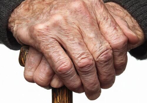 an-elderly-person-s-hands-holding-a-walking-stick-free-photo