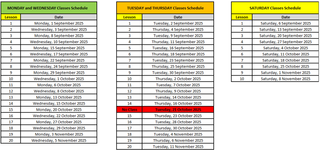 Schedule – CLS Language Programme