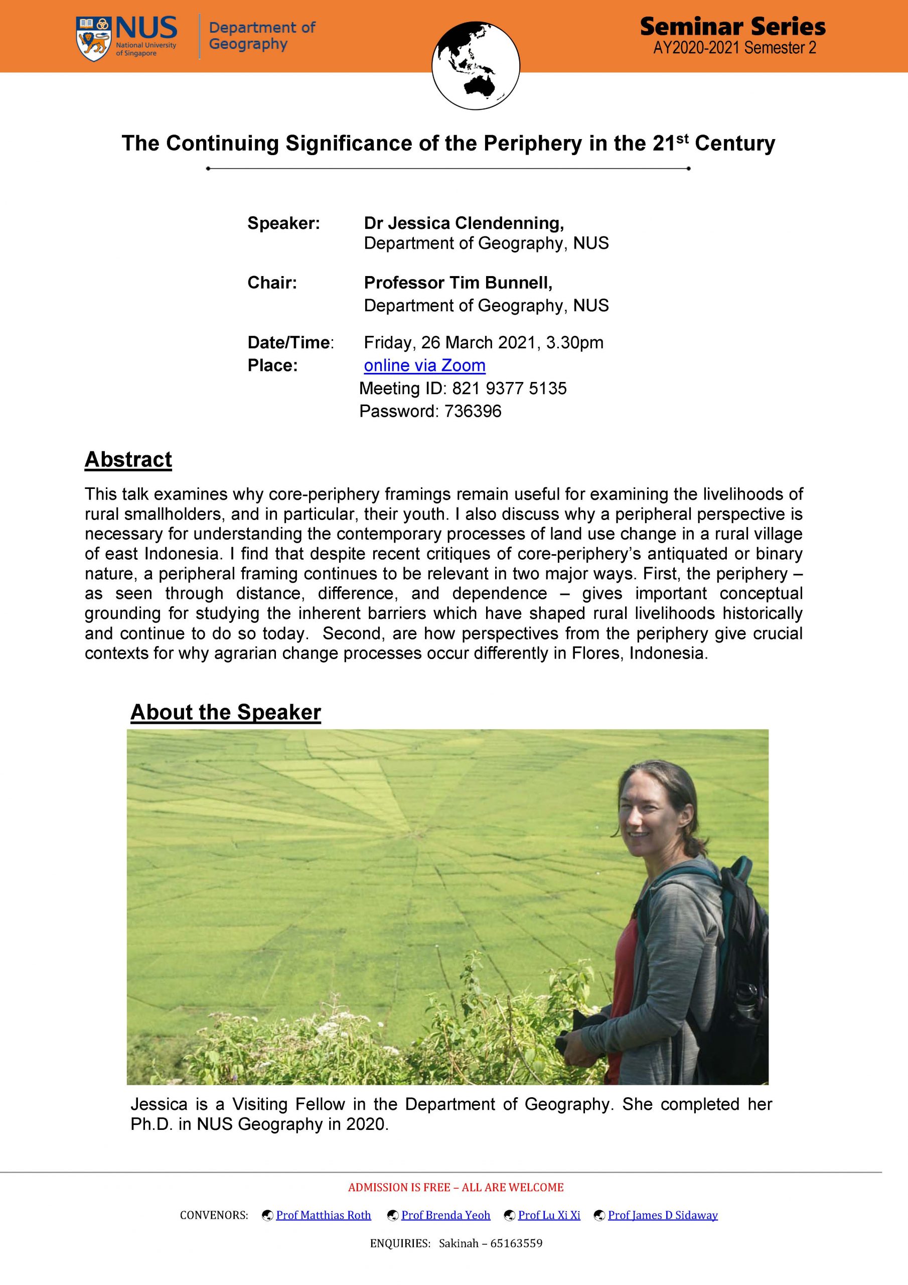 Seminar by Dr Jessica Clendenning