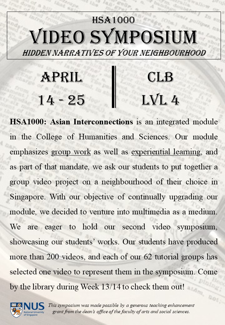 HSA1000 AY2425 Sem 2 Video Symposium Apr 14 - 25