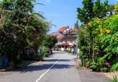 Street with houses (private residential buildings) in Bishan, Singapore