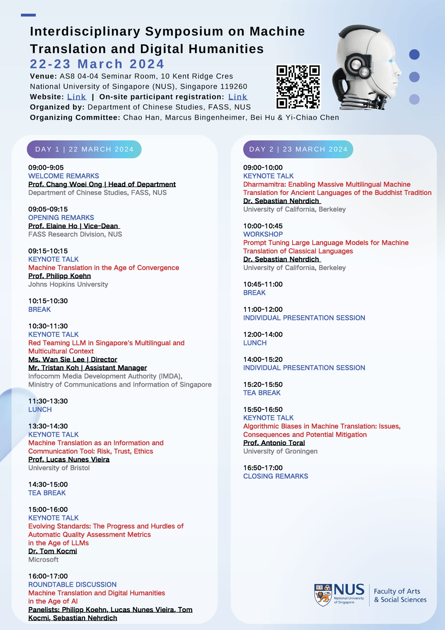 Interdisciplinary Symposium on Machine Translation and Digital Humanities Poster