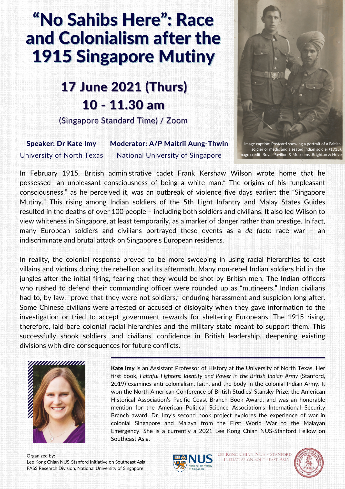 “No Sahibs Here” Race and Colonialism after the 1915 Singapore Mutiny