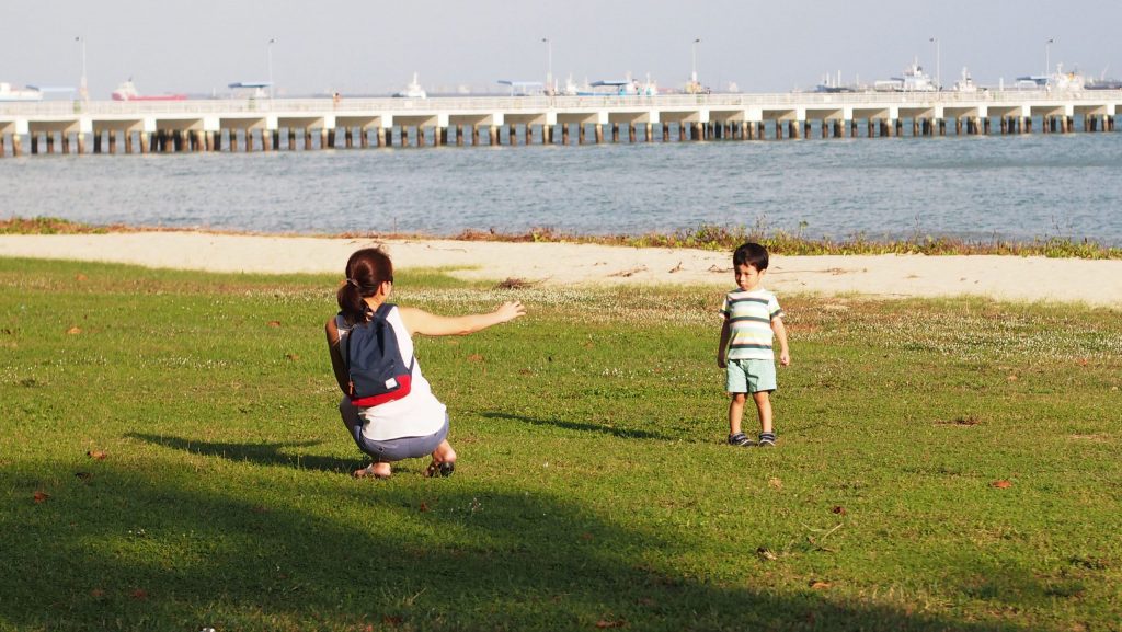 Playing by the beach