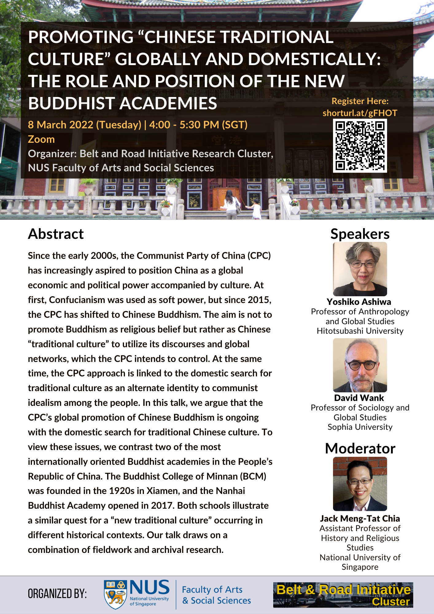 BRI Mar 8 2022 Seminar Promoting “Chinese Traditional Culture” Globally and Domestically The Role and Position of the New Buddhist Academies