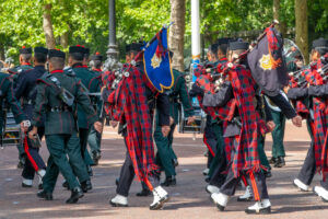 Band of the Brigade of Gurkhas during guards changing parade on the Mall in London UK