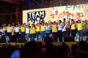 Manila, Philippines - February 12, 2013:First day of the 90 days election period where 12 senatorial candidates under LPs (Liberal Party) Team PNoy showed up during proclamation rally in Plaza Miranda in Manila.