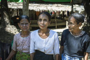 Kyee Chaung, Myanmar - Jan 27, 2016: Portrait of old Chin woman with web spider tattoo on face in village near Mrauk U region. Chin people, also known as the Kukis are a number of Tibeto Burman tribal