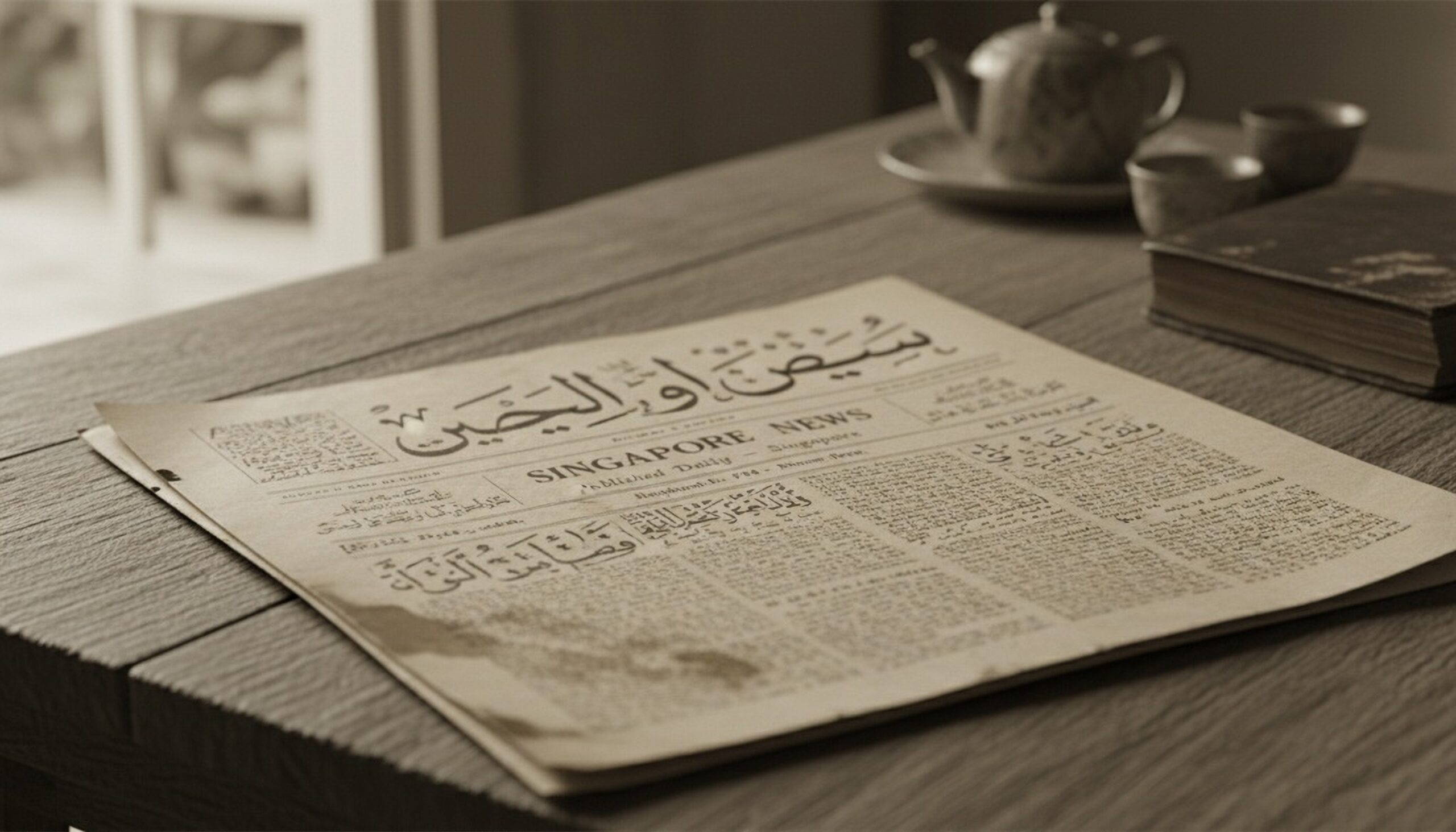 Singapore,Old,Arabic,Script,Newspaper