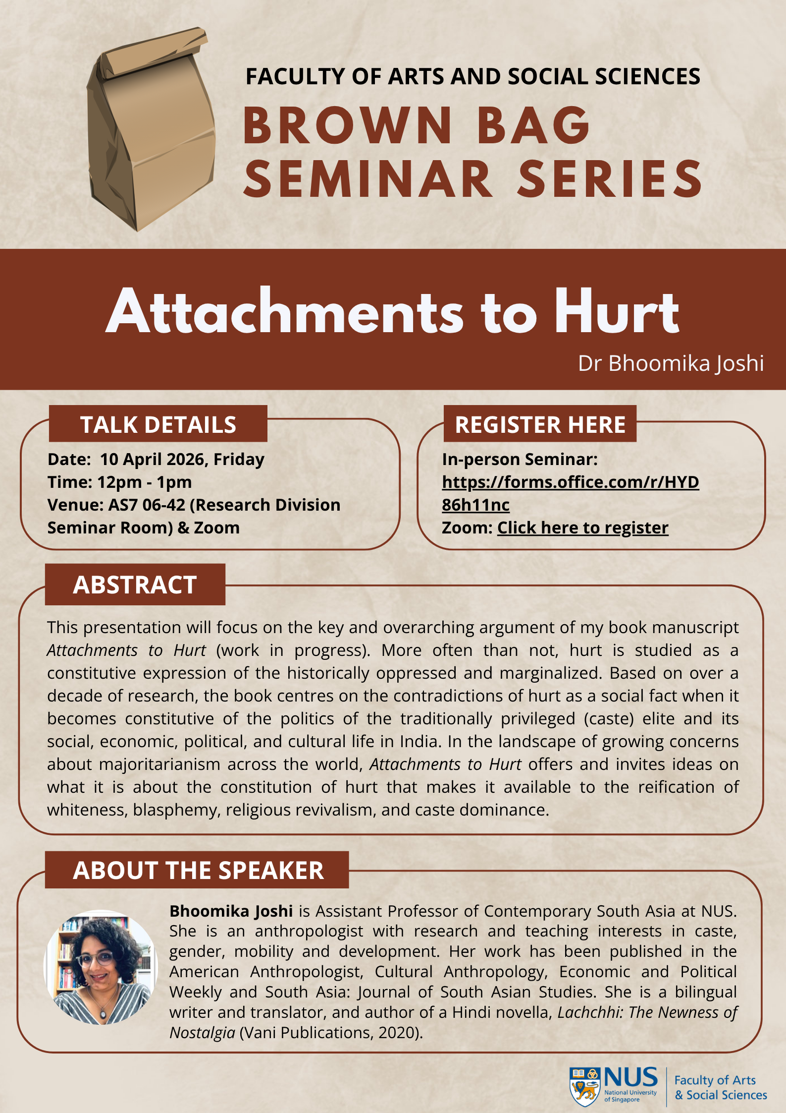 10 Apr 26_Dr Bhoomika Joshi_Brown Bag Poster